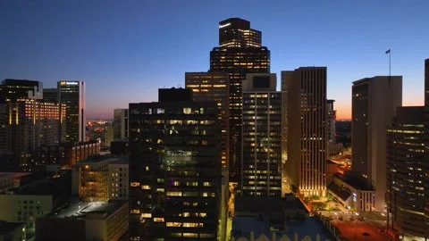Down Town Denver Colorado drone footage shot in 4K at sunrise Stock Footage 252155400