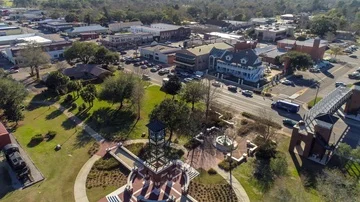 Down Town Foley Alabama Drone Aerial Small Town USA Fly Over Stock Footage 85719313