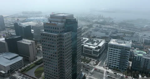 Down Town Long Beach Aerial 4k Stock Footage 201441750