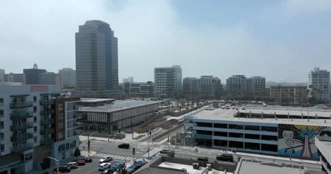 Down Town Long Beach Aerial 4k Stock Footage 201441941