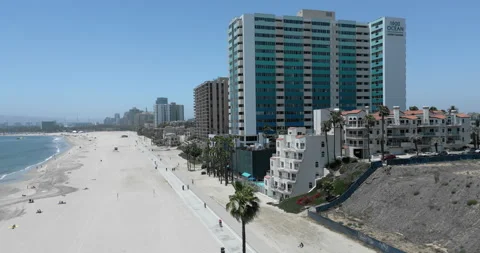 Down Town Long Beach Aerial 4k Stock Footage 201442265