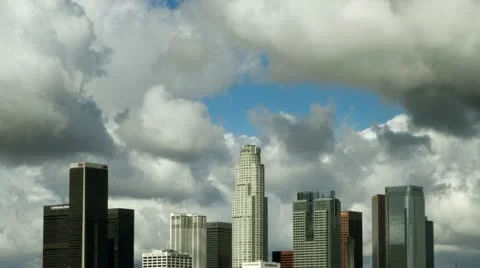 Down Town Los Angeles building clouds Stock Footage 10829469