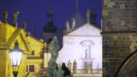 Down town Prague in night time Stock Footage 143380071