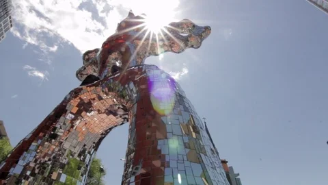 Down Town sculpture sun flare CharlotteNC 1080 23.98fps Stock Footage 84270927