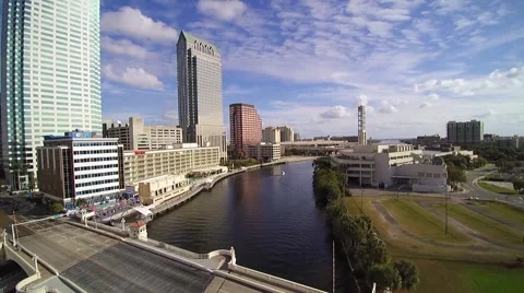 Down Town Tampa Hillsborough River Stock Footage
