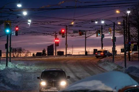 Down Town Toronto Snow Storm Sunset Stock Photos