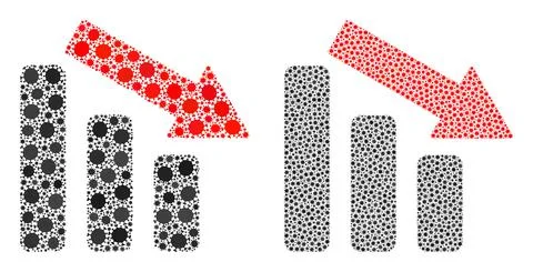 Down Trend Bar Chart Icon - Mosaic with Covid Virus Biohazard Infection Elements Stock Illustration