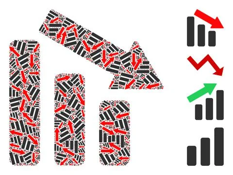 Down Trend Bar Chart Icon Recursive Mosaic Stock Illustration