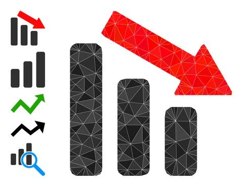 Down Trend Bar Chart Triangle Icon and Other Icons Stock Illustration