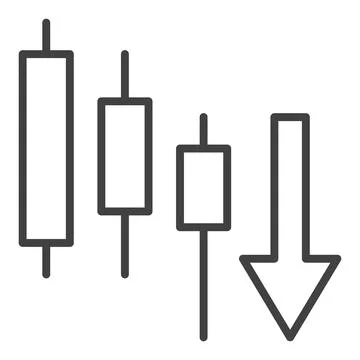 Down Trend with Candlestick Charts vector Technical Analysis icon or symbol.. Illustrazione stock