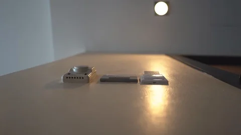 Down view hand holding key card insert box card for open and close system room Vídeo Stock 122880715