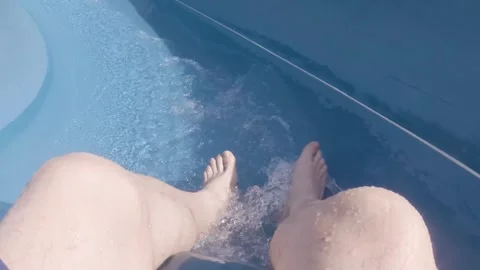 Down the Waterslide Foot View Stock Footage 247130780