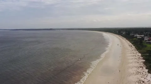 Down to white sand of Callala beach in Jervis bay area of Australia – land 4k. Stock Footage 171798521