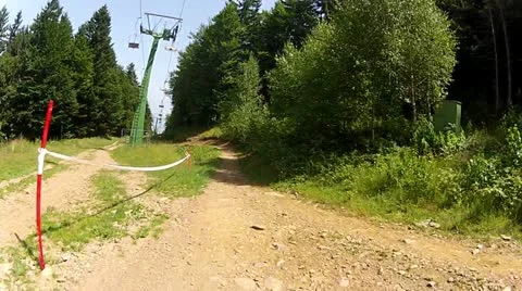 Downhill Mountain Bike Front View  1 Stock Footage 12012268