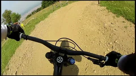 Downhill Mountain Bike Handlebars View 1 Stock Footage 12012232