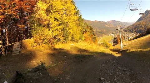 Downhill Mountain Bike Pov3 Stock Footage
