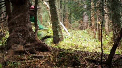 Downhill mountain biker Stock Footage 87473222