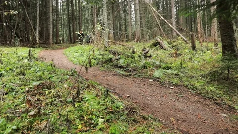 Downhill mountain biker Stock Footage 87477052