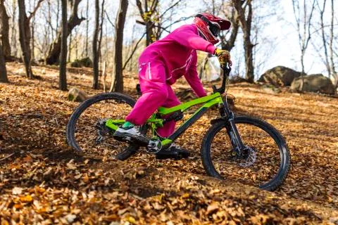 Downhill mountain biker Stock Photos