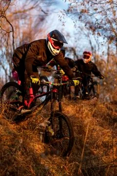 Downhill mountain biker Stock Photos