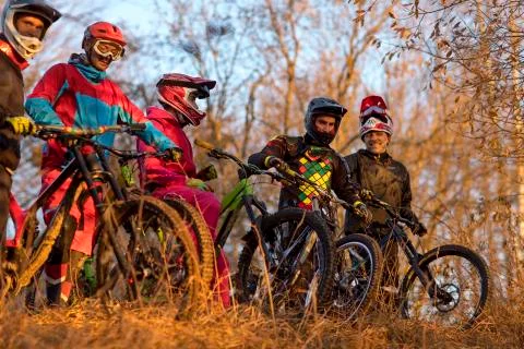 Downhill mountain biker Stock Photos
