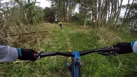 Downhill Mountain Biking Stock Footage 92083691