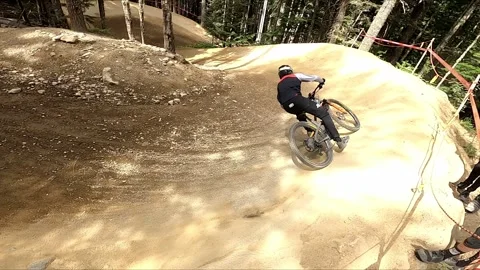 Downhill Mountain Biking Stock Footage 282307211