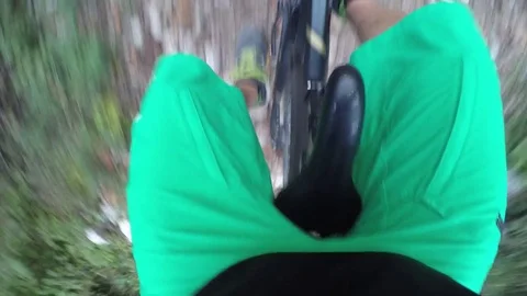 Downhill mountain biking point of view. Stock Footage 82323686