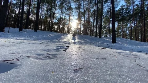 Downhill for outdoor activity. Winter fun. Stock Footage 282677993