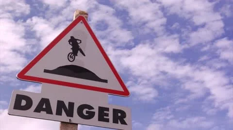 Downhill sign timelapse - Danger Stock Footage 12726408