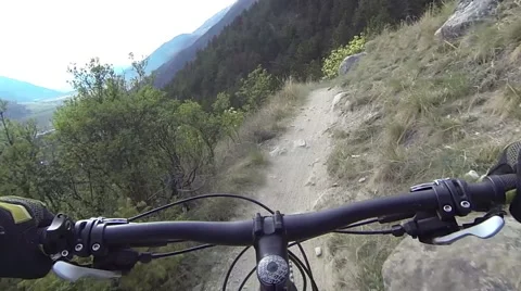 Downhill single trail vinschgau Stock Footage 63168544