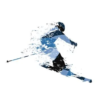 Downhill skier, abstract blue vector illustration Stock Illustration