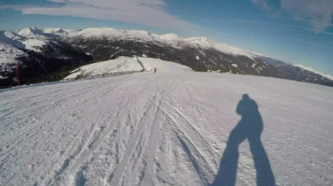 Downhill Skiing in Austrian Alps 4K Stock Footage 46043638