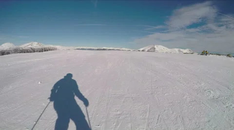 Downhill Skiing in Austrian Alps 4K 스톡 동영상 46043935