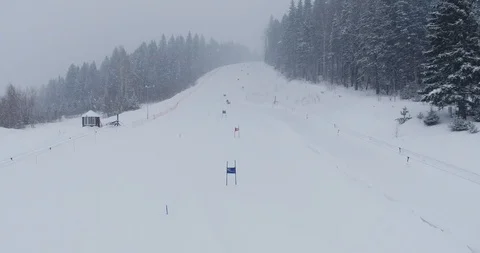 Downhill skiing competitions on winter ski festival Stock Footage 103586313