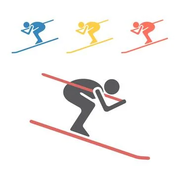 Downhill skiing icon. Vector signs for web graphics. Stock Illustration