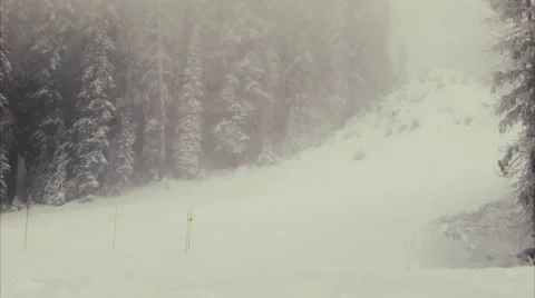 Downhill skiing on a mountain slope Video stock 45479812