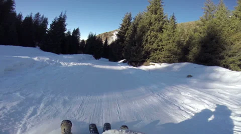 Downhill on a Sled HD Stock Footage 34085023