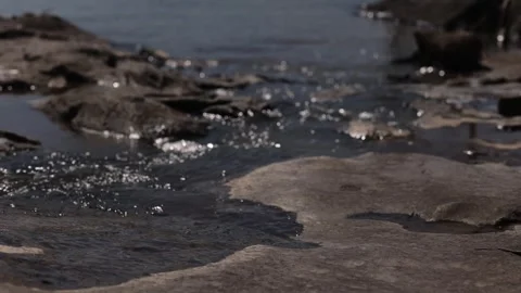 Downhill view of Stacy Brook running to Cole Bay. Westport, NY. Stock Footage 273607726