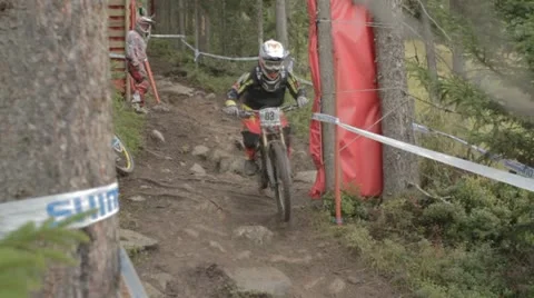 Downhill world cup hafjell 2012 Stock Footage