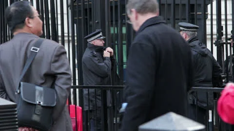 Downing St Guarded Stock Footage 24386269
