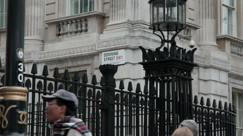 Downing St Sign down tilt Video stock 24395187