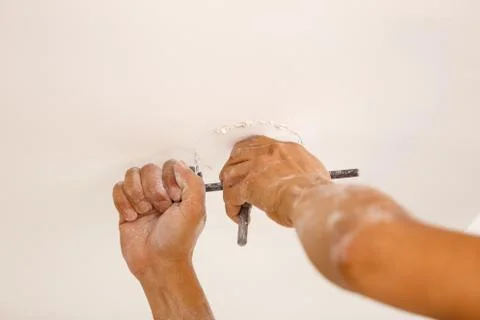 Downlight install on ceiling for new house 스톡 사진
