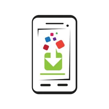 Downlloading apps on mobile icon Stock Illustration