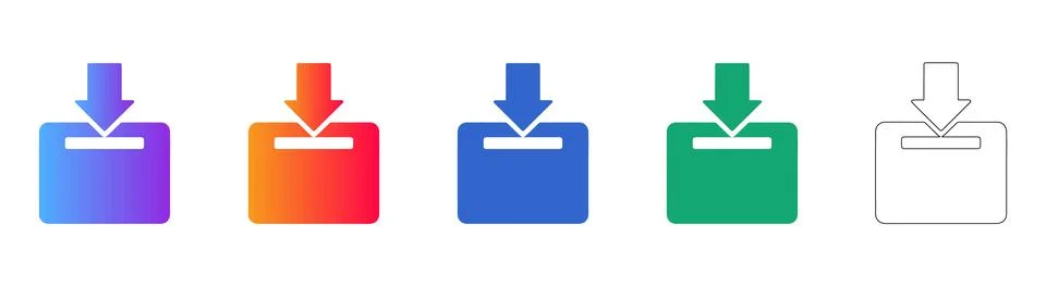 Download and File Storage Interface Icons Ilustração Stock