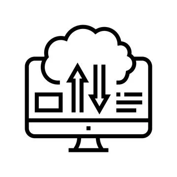 Download and upload from cloud digital processing line icon vector illustration Stock Illustration