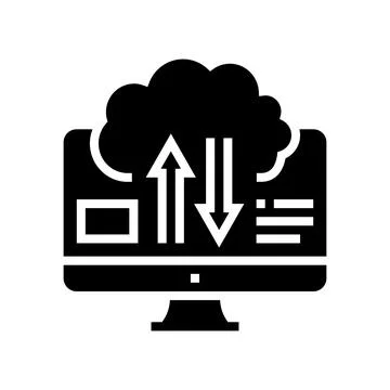 Download and upload from cloud digital processing glyph icon vector illustration Stock Illustration