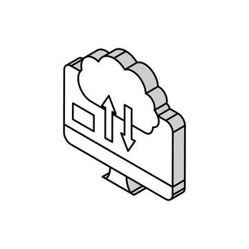 Download and upload from cloud digital processing isometric icon vector Stock Illustration