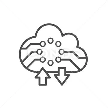 The download and upload to cloud icon.symbol. Flat Vector illustration Stock Illustration