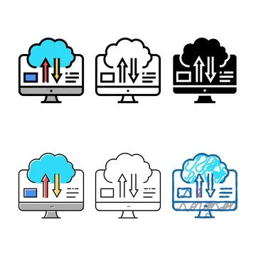 Download and upload from concepts cloud digital processing color icon vector Illustrazione stock